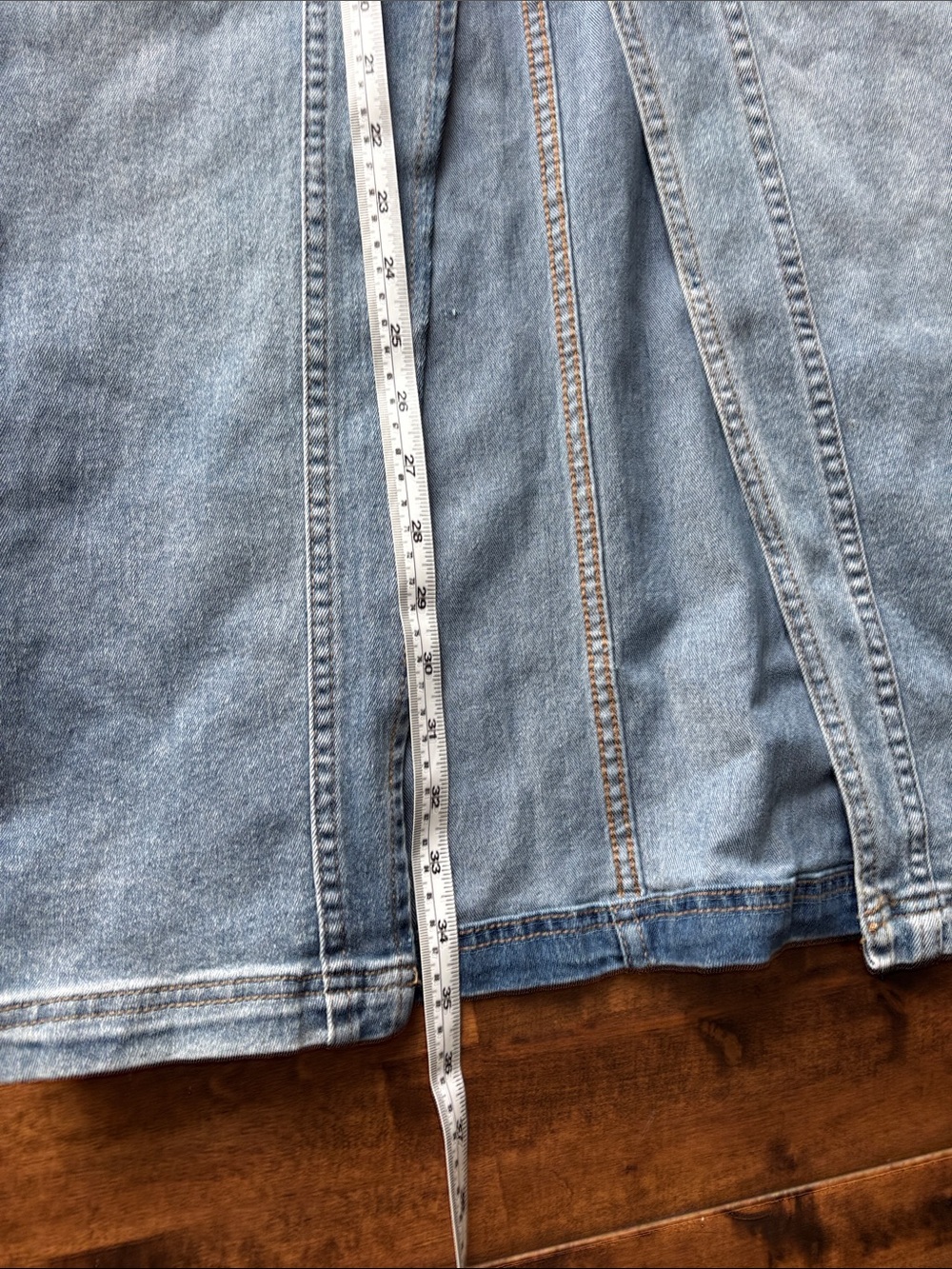 High-Rise Light Blue Straight Denim Skirt with Cargo Pockets - Picture 7 of 7